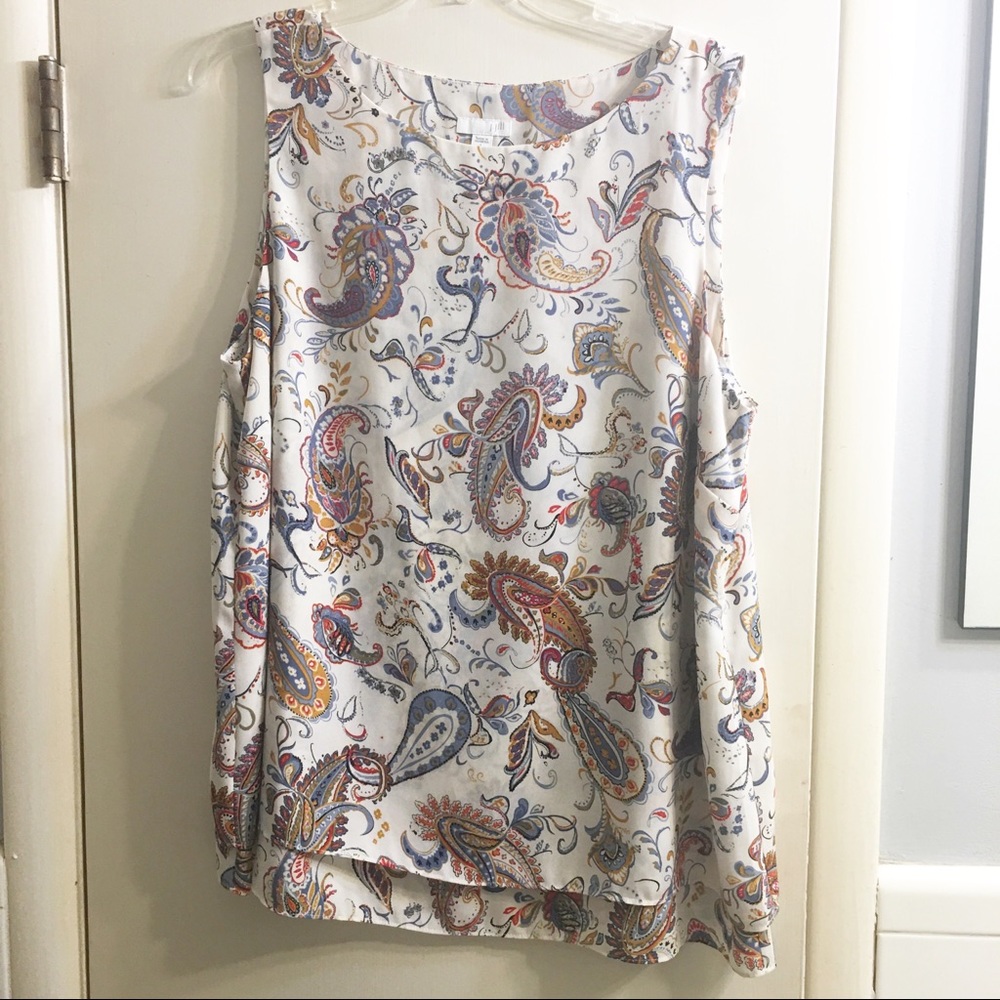JJill Sleeveless Blouse Floral Tiered Size Large